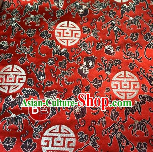 Chinese Traditional Palace Chrysanthemum Pattern Hanfu Red Brocade Fabric Ancient Costume Tang Suit Cheongsam Material