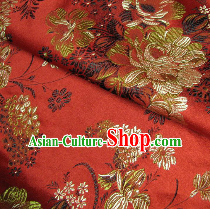 Chinese Traditional Palace Pattern Design Hanfu Red Brocade Fabric Ancient Costume Tang Suit Cheongsam Material