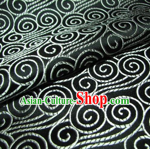 Chinese Traditional Palace Auspicious Cloud Pattern Design Hanfu Black Brocade Mongolian Robe Fabric Ancient Costume Tang Suit Cheongsam Material