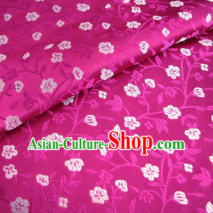 Chinese Traditional Palace Flowers Pattern Design Hanfu Rosy Brocade Fabric Ancient Costume Tang Suit Cheongsam Material