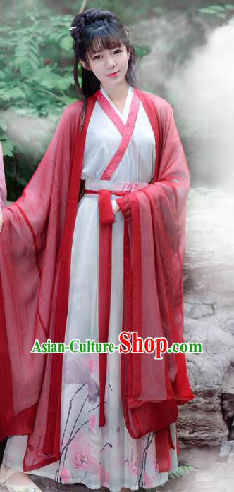 Traditional Chinese Jin Dynasty Palace Lady Elegant Hanfu Embroidered Costume Complete Set for Women