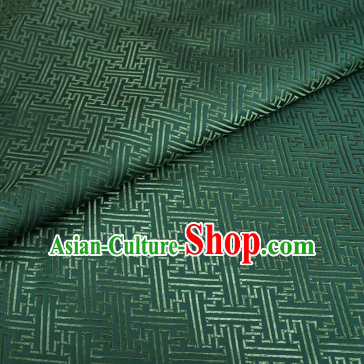 Chinese Traditional Palace Pattern Hanfu Deep Green Brocade Fabric Ancient Costume Tang Suit Cheongsam Material