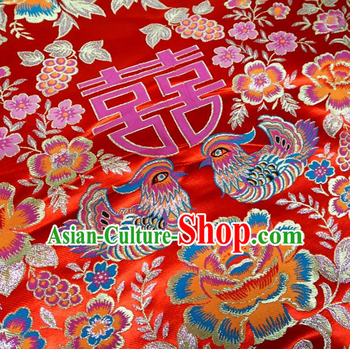 Chinese Traditional Palace Mandarin Duck Pattern Hanfu Red Brocade Fabric Ancient Costume Tang Suit Cheongsam Material