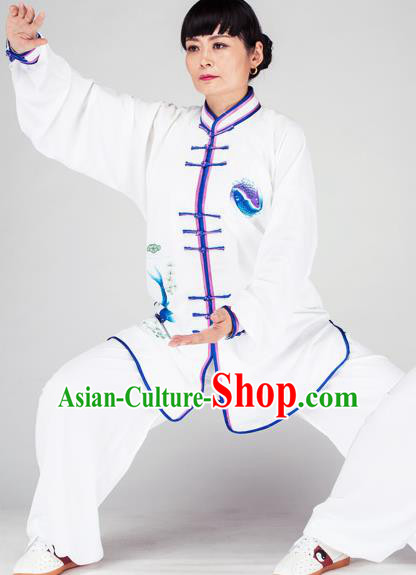 Traditional Chinese Kung Fu Printing Costume, China Martial Arts Uniform Tai Ji Tang Suit Plated Buttons Clothing for Women
