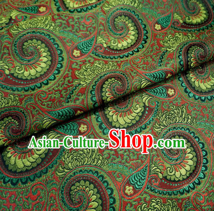 Chinese Traditional Palace Conch Pattern Hanfu Green Brocade Fabric Ancient Costume Tang Suit Cheongsam Material