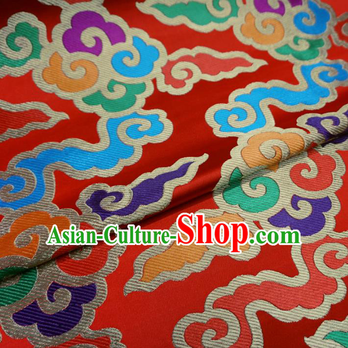 Chinese Traditional Palace Clouds Pattern Hanfu Red Brocade Fabric Ancient Costume Tang Suit Cheongsam Material