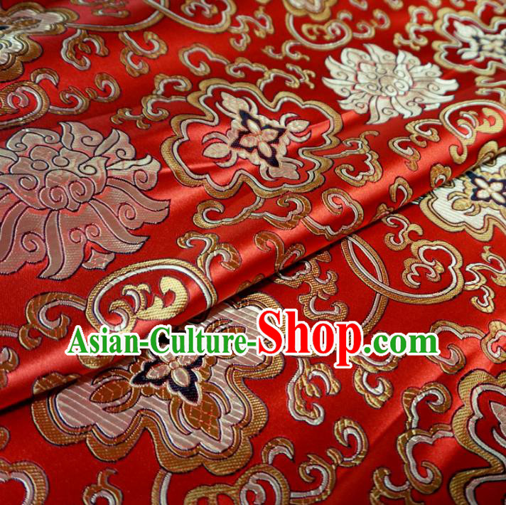 Chinese Traditional Palace Pattern Hanfu Red Brocade Fabric Ancient Costume Tang Suit Cheongsam Material