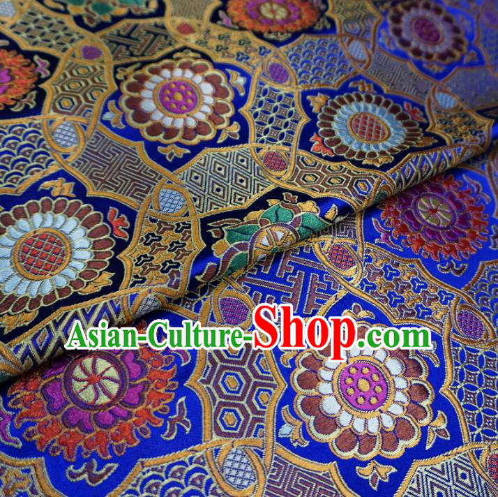 Chinese Traditional Palace Pattern Hanfu Blue Brocade Mongolian Robe Fabric Ancient Costume Tang Suit Cheongsam Material