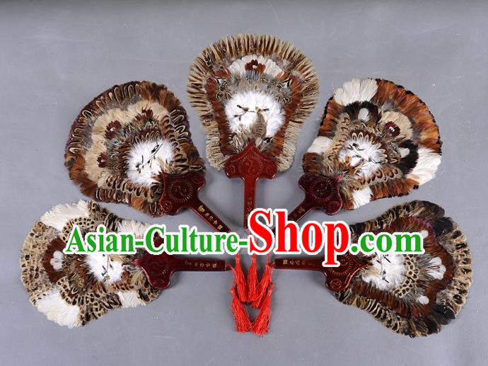 Traditional Chinese Crafts Folding Fan China Golden Pheasant Feather Fan Oriental Fan Zhuge Liang Fans