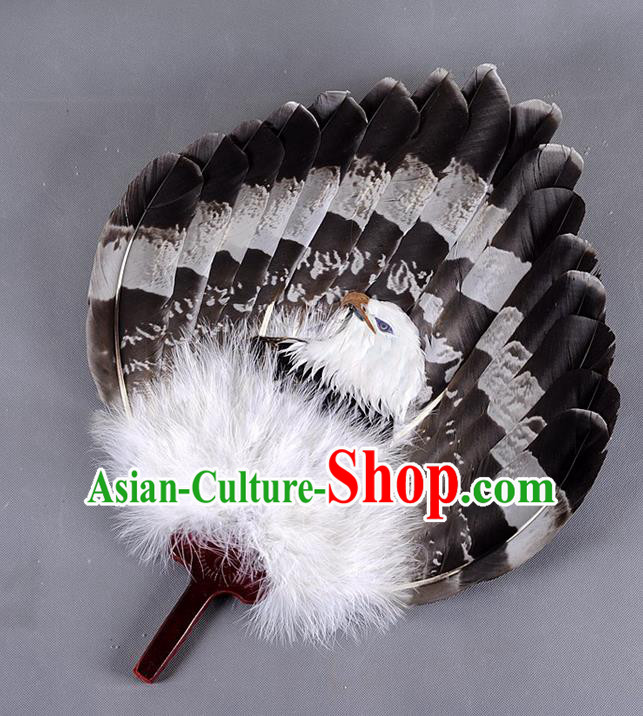 Traditional Chinese Crafts Folding Fan China Eagle Feather Large Fan Oriental Fan Zhuge Liang Fans