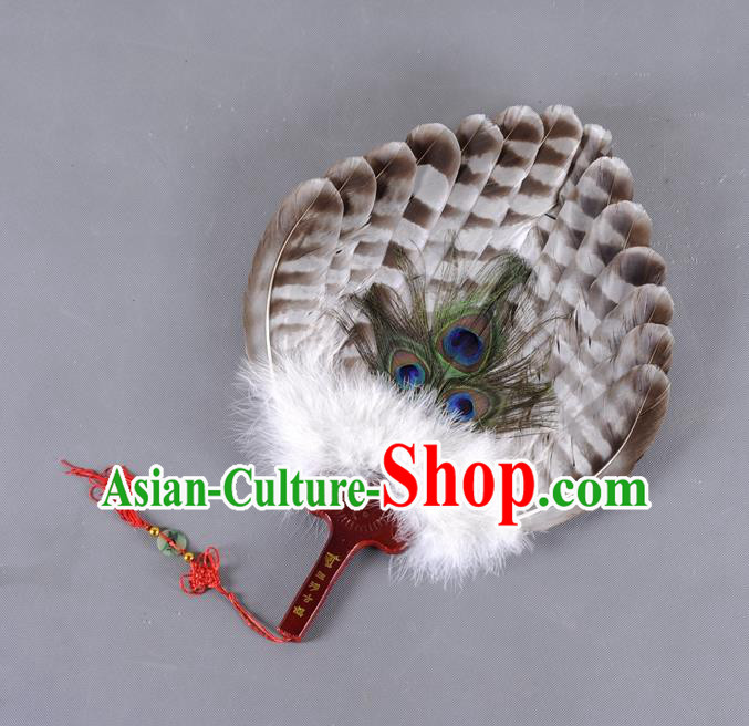 Traditional Chinese Crafts Folding Fan China Eagle Feather Fan Oriental Fan Zhuge Liang Fans