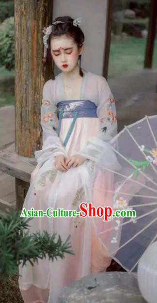 Traditional Chinese Tang Dynasty Palace Lady Dress Ancient Princess Hanfu Embroidered Costume for Women