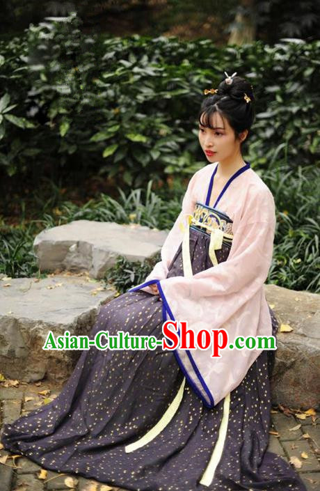 Traditional Chinese Tang Dynasty Court Maid Dress Clothing Ancient Princess Hanfu Embroidered Costume for Women