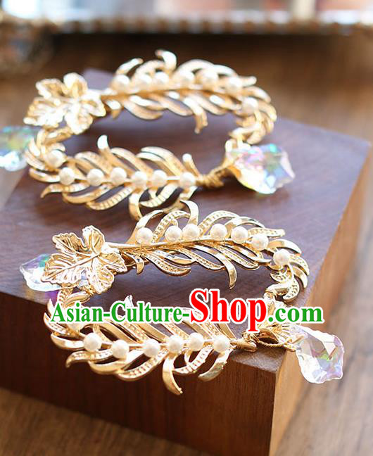 Chinese Traditional Bride Hair Jewelry Accessories Wedding Baroque Retro Golden Hair Stick for Women