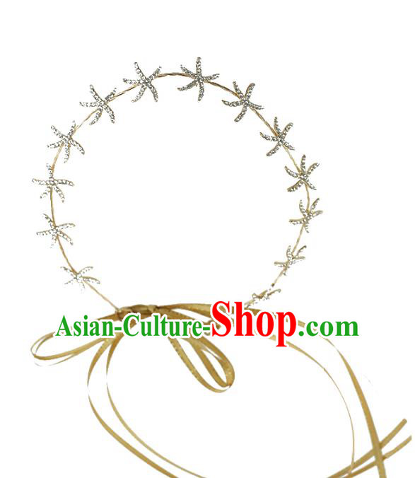 Chinese Traditional Bride Hair Jewelry Accessories Wedding Crystal Starfish Hair Clasp Headwear for Women