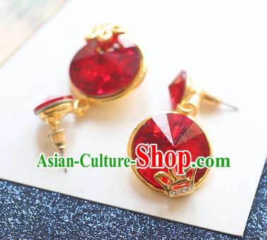 Chinese Traditional Bride Jewelry Accessories Eardrop Princess Wedding Red Crystal Earrings for Women