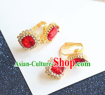 Chinese Traditional Bride Jewelry Accessories Eardrop Princess Wedding Red Crystal Earrings for Women