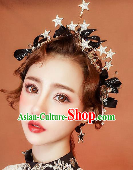 Chinese Traditional Bride Hair Jewelry Accessories Wedding Crystal Star Hair Clasp Headwear for Women