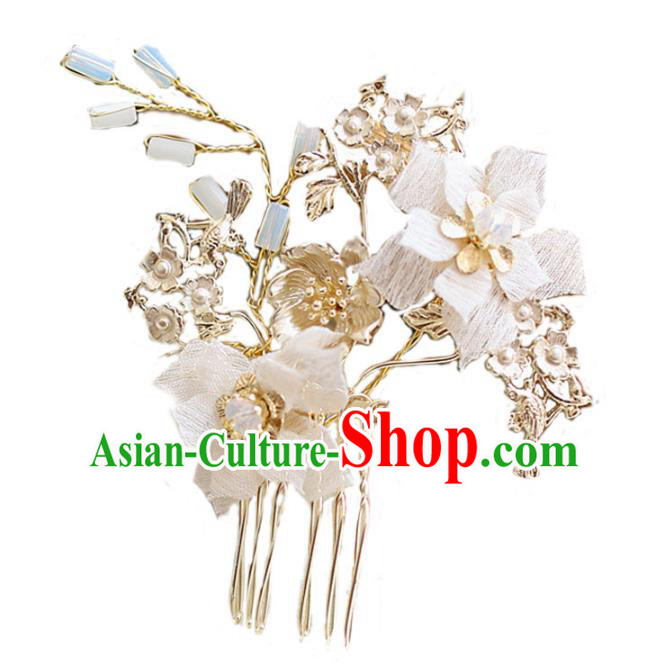 Chinese Traditional Bride Hair Jewelry Accessories Wedding Flowers Hair Comb Headwear for Women