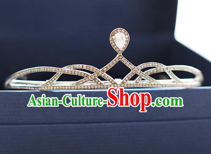 Chinese Traditional Bride Hair Accessories Baroque Princess Zircon Hair Clasp Wedding Crystal Royal Crown for Women