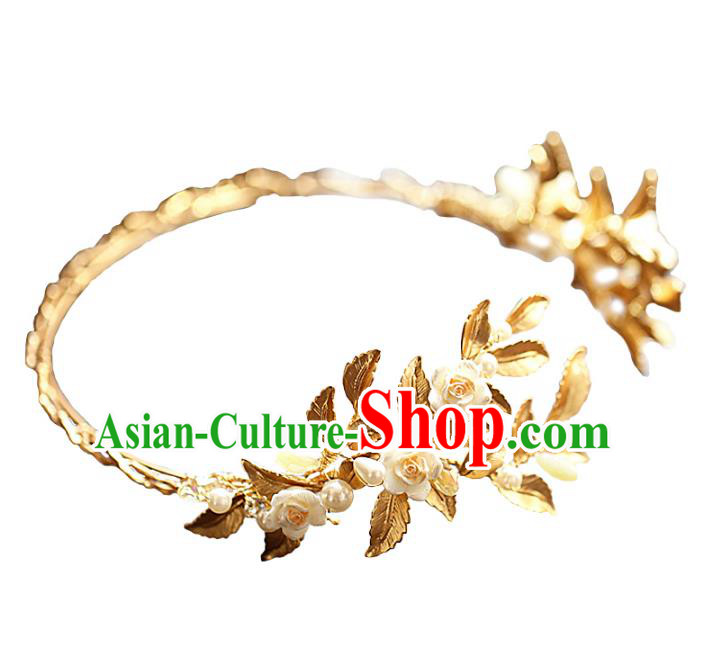 Chinese Traditional Bride Hair Jewelry Accessories Wedding Baroque Retro Golden Hair Clasp for Women