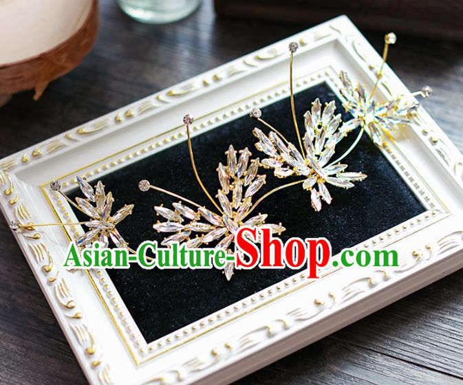 Chinese Traditional Bride Hair Jewelry Accessories Wedding Baroque Retro Crystal Hair Stick for Women