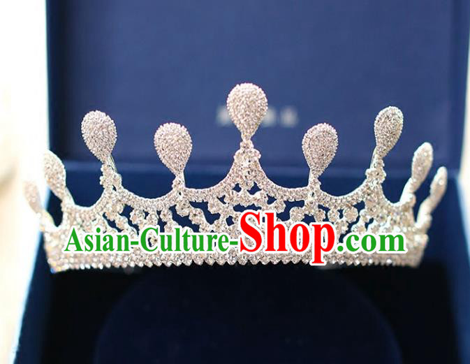 Chinese Traditional Hair Accessories Baroque Bride Hair Clasp Wedding Crystal Royal Crown for Women