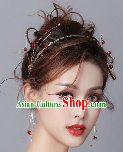 Chinese Traditional Bride Hair Jewelry Accessories Wedding Baroque Retro Rose Hair Clasp for Women