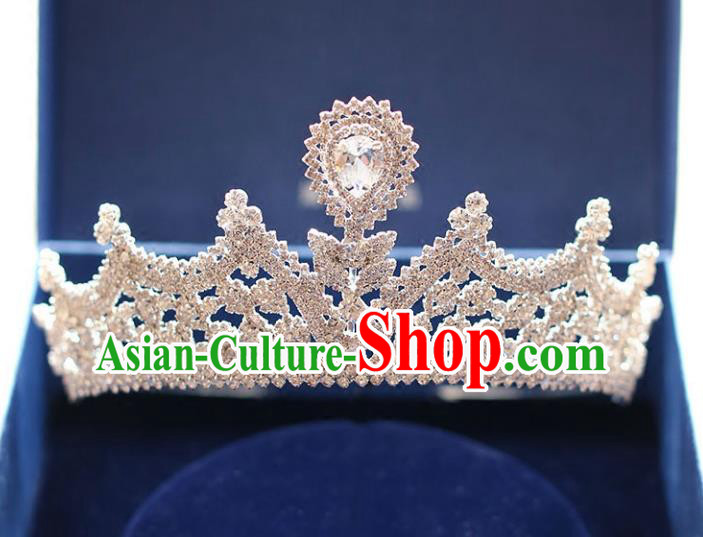 Chinese Traditional Hair Accessories Baroque Bride Hair Clasp Wedding Princess Extravagant Crystal Royal Crown for Women