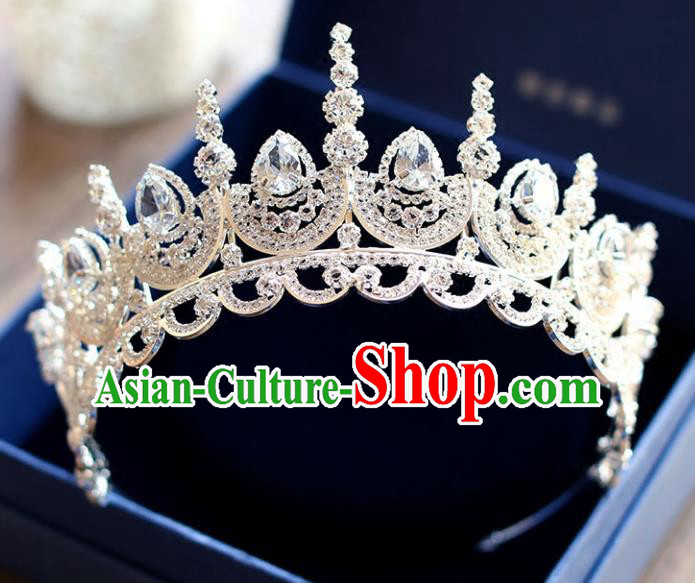 Chinese Traditional Hair Accessories Baroque Bride Wedding Princess Extravagant Crystal Royal Crown for Women