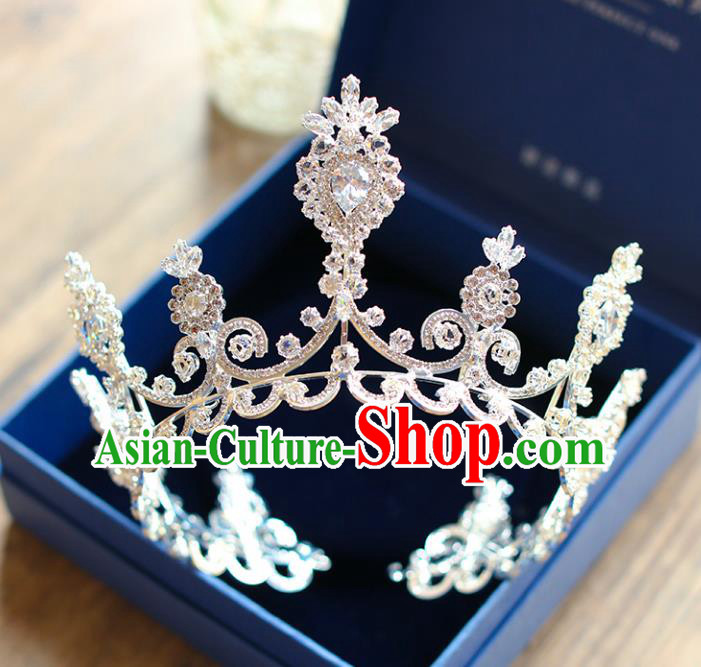 Chinese Traditional Hair Accessories Baroque Wedding Bride Crystal Royal Crown for Women