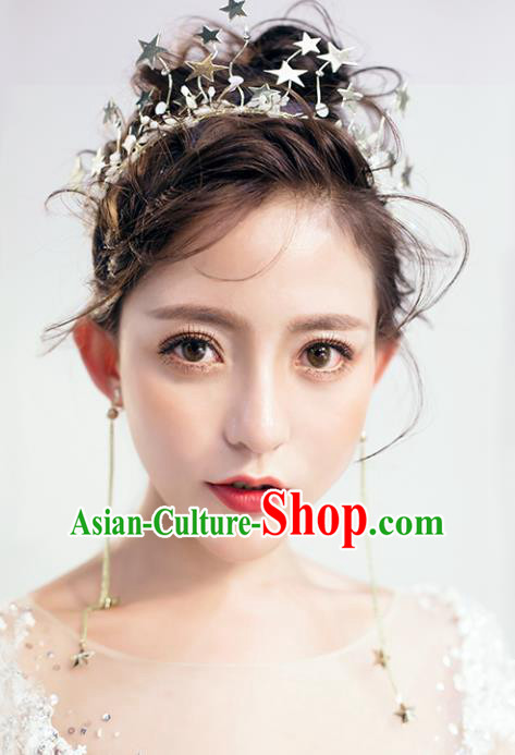 Chinese Traditional Hair Accessories Baroque Stars Hair Clasp Wedding Bride Crystal Royal Crown for Women