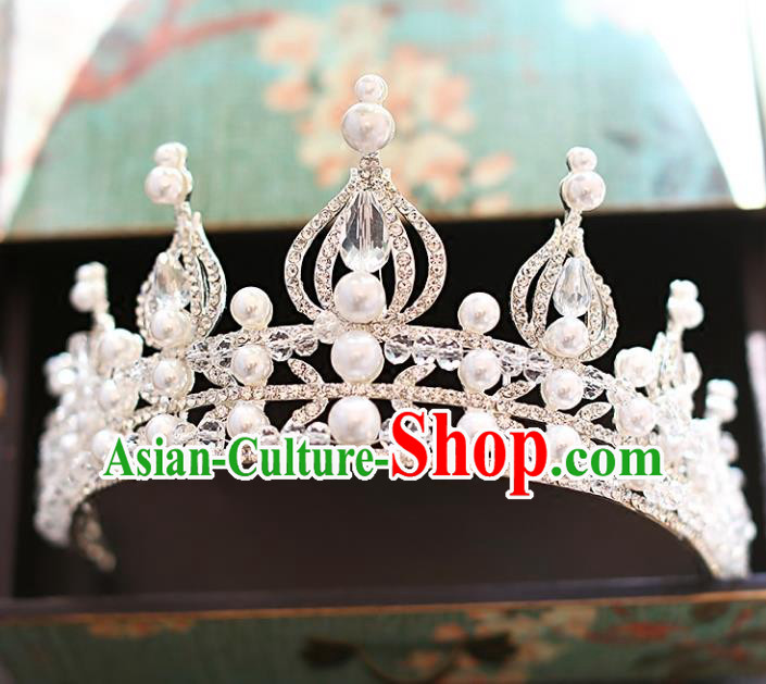 Chinese Traditional Hair Accessories Baroque Bride Hair Clasp Wedding Princess Crystal Royal Crown for Women