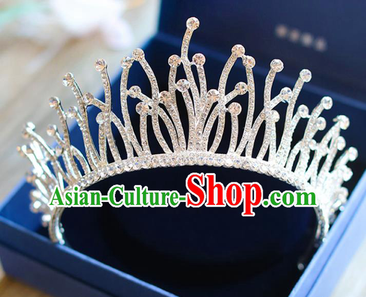 Chinese Traditional Hair Accessories Baroque Bride Hair Clasp Wedding Princess Crystal Royal Crown for Women