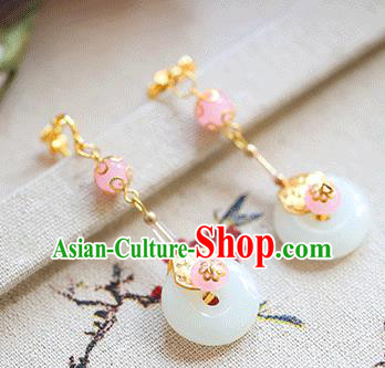 Chinese Traditional Bride Jewelry Accessories Eardrop Princess Wedding Hanfu Jade Earrings for Women