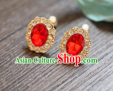Chinese Traditional Bride Jewelry Accessories Earrings Princess Wedding Red Crystal Eardrop for Women