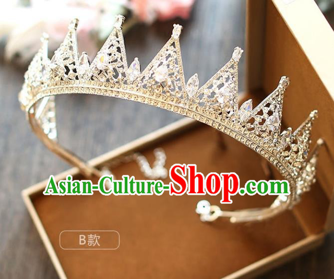 Chinese Traditional Wedding Hair Accessories Baroque Princess Hair Clasp Palace Bride Crystal Royal Crown for Women