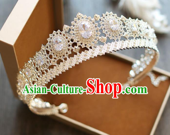 Chinese Traditional Wedding Hair Accessories Baroque Princess Hair Clasp Palace Bride Crystal Royal Crown for Women