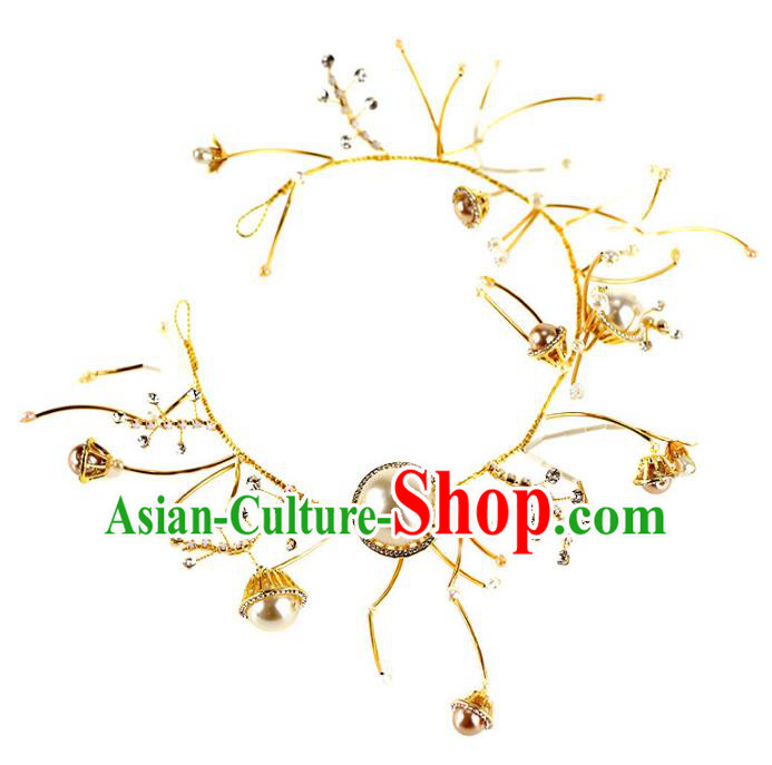 Chinese Traditional Bride Hair Accessories Wedding Pearls Hair Clasp for Women