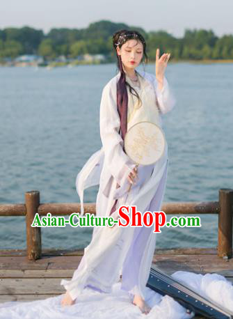 Traditional Chinese Ancient Fairy Bai Suzhen Hanfu Clothing Song Dynasty Palace Lady Embroidered Costume for Women