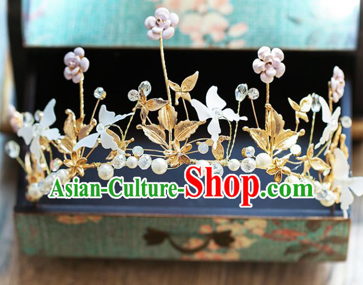 Chinese Traditional Wedding Hair Accessories Baroque Princess Hair Clasp Bride Palace Butterfly Flowers Royal Crown for Women