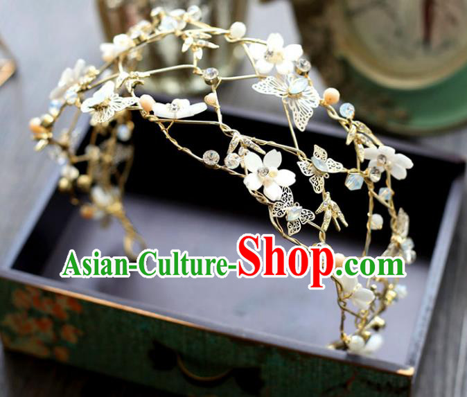 Chinese Traditional Wedding Hair Accessories Baroque Princess Hair Clasp Bride Palace Butterfly Opal Royal Crown for Women