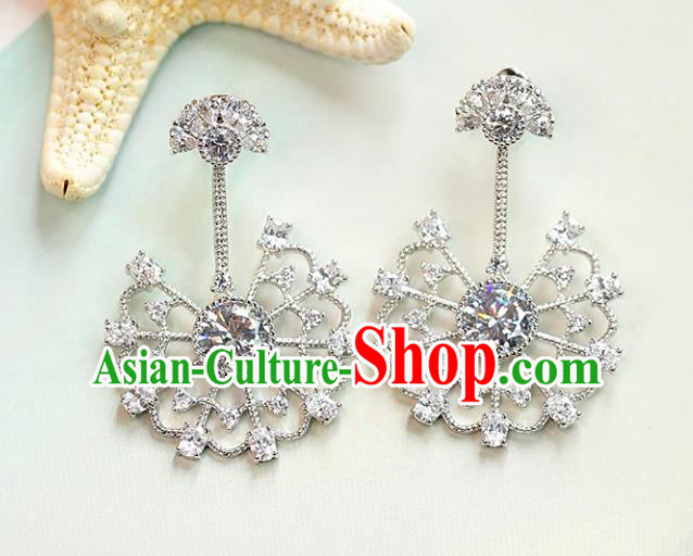 Chinese Traditional Bride Jewelry Accessories Crystal Peacock Earrings Wedding Eardrop for Women