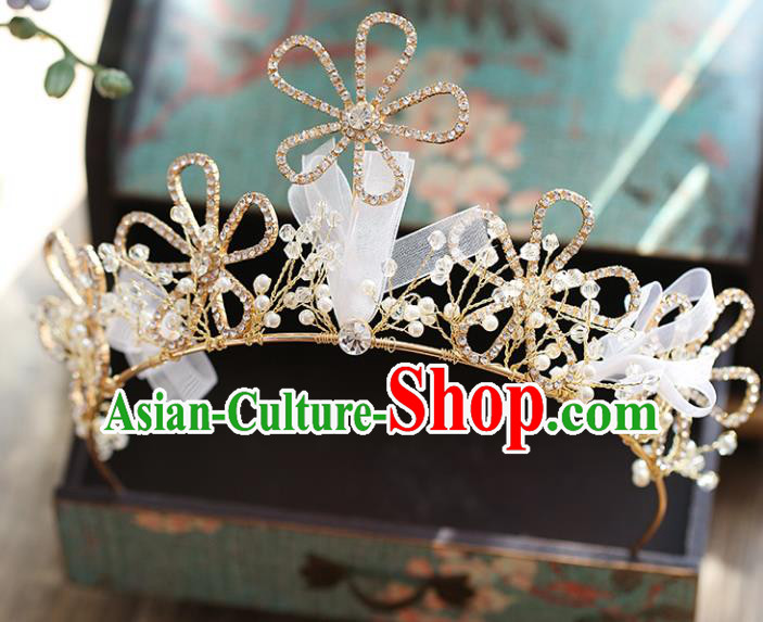 Chinese Traditional Wedding Hair Accessories Baroque Hair Clasp Bride Crystal Flower Royal Crown for Women