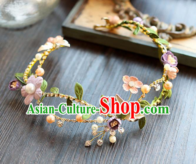 Chinese Traditional Bride Hair Accessories Baroque Wedding Flowers Hair Clasp for Women