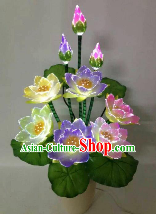 Chinese Traditional Electric LED Lotus Lantern Desk Lamp Home Decoration Lights