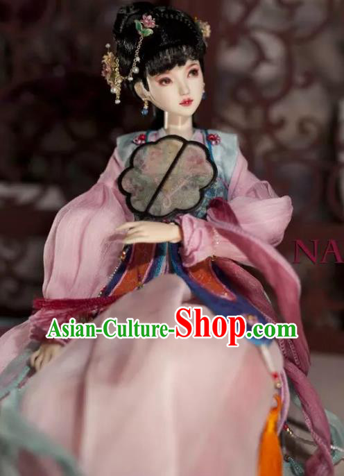 Chinese Traditional Silk Figurine Doll Hair Accessories Hairpins Ancient Qing Dynasty Imperial Princess Headwear