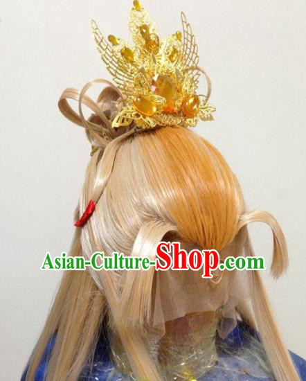 Chinese Traditional Ancient Royal Highness Hair Accessories Handmade Tuinga Hairdo Crown for Men