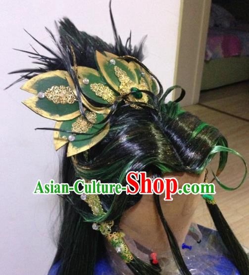 Chinese Traditional Ancient Royal Highness Hair Accessories Handmade Tuinga Feather Hairdo Crown for Men