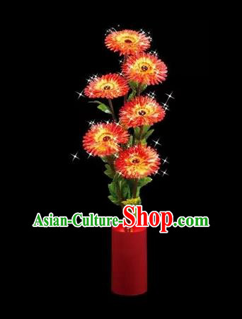Chinese Traditional Electric LED Lantern Desk Lamp Home Decoration Red Daisy Flowers Lights